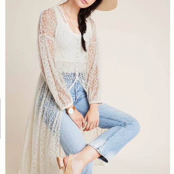 NWT ANTHROPOLOGIE Maeve Beautiful Ivory Lace Dress XS - Picture 4 of 4